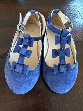 Girls Blue Bow-Accent Mary Jane Kids Shoes